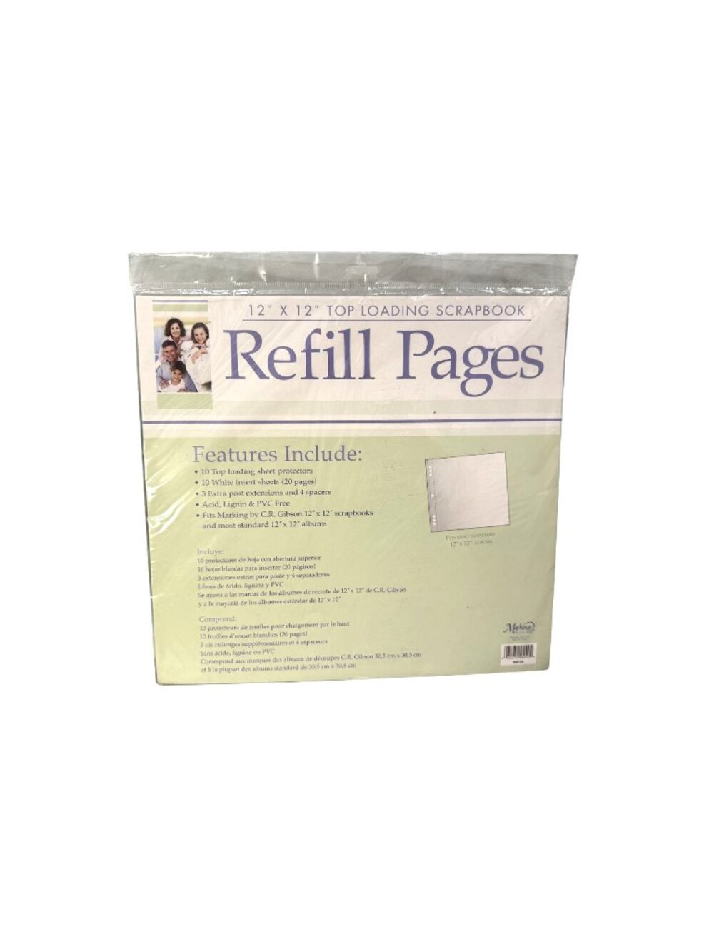 Markings 12x12" Top Loading Scrapbook Refill Pages 10ct Acid, Lignin, PVC Free